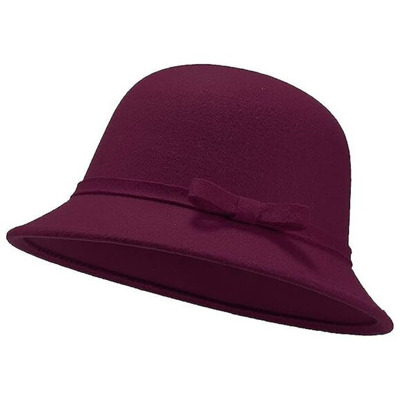 Women Felt Hat Wine - Picture 1 of 6